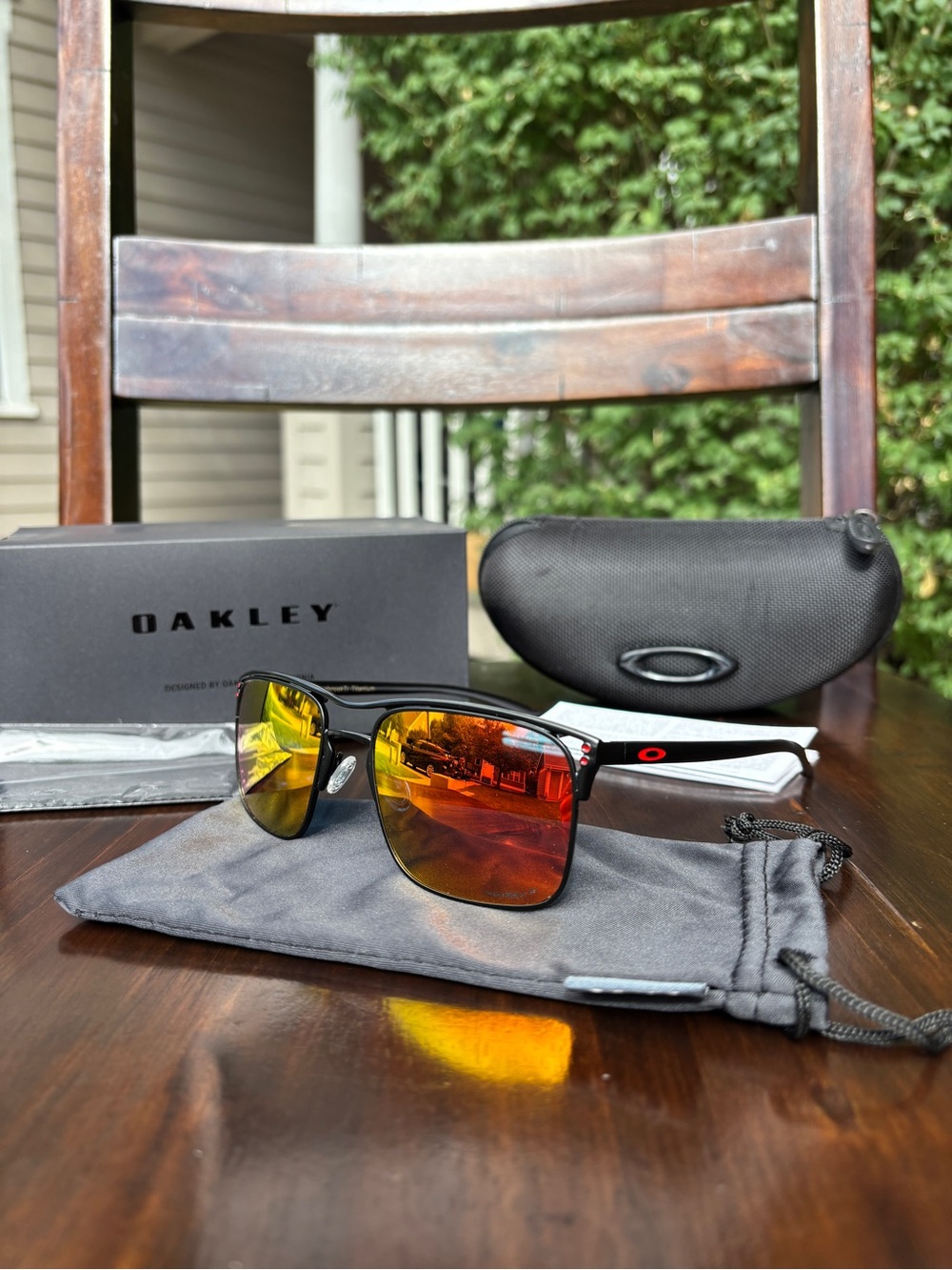 Oakley Holbrook Ti Sunglasses Titanium Frame Black / Orange